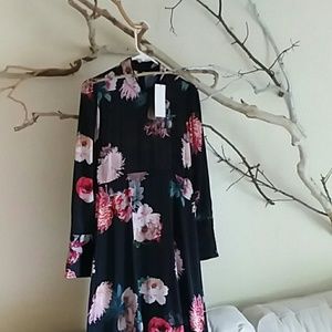 Zara Womens Floral and Black Dress